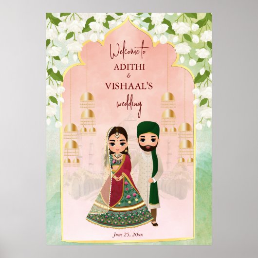 Sangeet mehndi Indian bruiloft welkomstbord Poster (Voorkant)