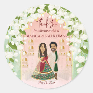 Sangeet mehndi Indische bruiloft gepersonaliseerd Ronde Sticker
