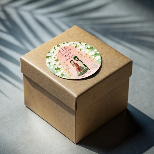 Sangeet mehndi Indische bruiloft gepersonaliseerd Ronde Sticker