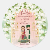 Sangeet mehndi Indische bruiloft gepersonaliseerd Ronde Sticker (Voorkant)