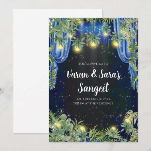 Sangeet uitnodigingen Digital Sangeet nodigt uit (Voorkant / Achterkant)