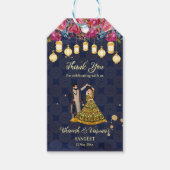 Sangeet welkom aangepast bord dansend Indiaas paar Cadeaulabel (Voorkant)