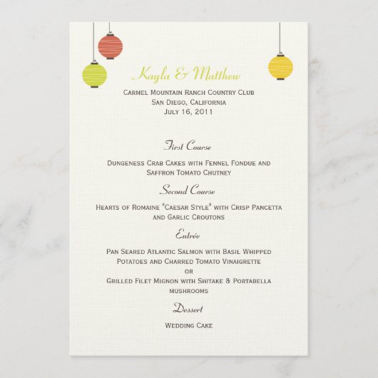 Sangen van de Kaart van het Menu van de Weddenscha (Voorkant)