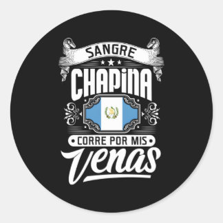 Sangre Chaa Corre Por Mis Venas Bandera De Guatema Ronde Sticker