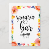 Sangria Bar Betaalbaar Boho Floral Wedding Sign (Voorkant / Achterkant)