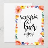 Sangria Bar Betaalbare Boho Bloem Bruiloft Bord (Voorkant / Achterkant)