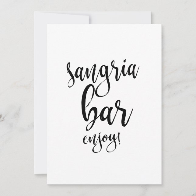 Sangria Bar Betaalbare Calligraphy Trouwbord (Voorkant)