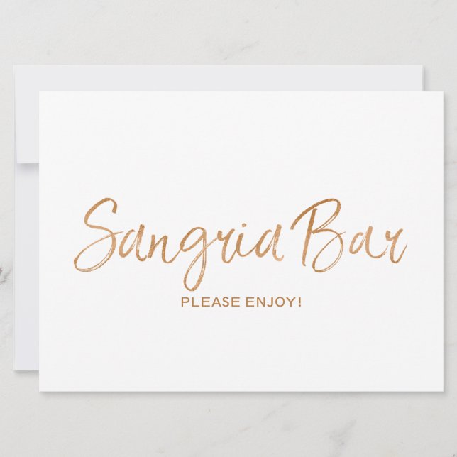 "Sangria Bar" Bord Bruiloft | Stijlvolle Gouden Ro (Voorkant)