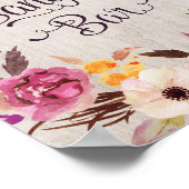 Sangria Bar Bord Rustic Baby Shower Huwelijksgunst Poster (Hoek)