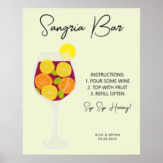 Sangria Bar Bruiloft, Vrijgezellenfeest of Feestme Poster (Voorkant)