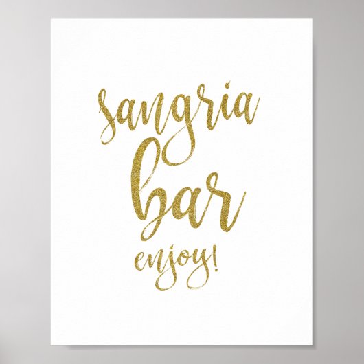 Sangria Bar Gold Glitter 8x10 bruiloft Poster (Voorkant)