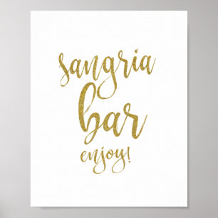 Sangria Bar Goud Glitter 8x10 Trouwbord Poster