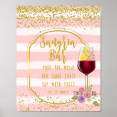 sangria bar sign roze and gold confetti poster (Voorkant)