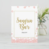 Sangria Bar-teken | Roze en goudVrijgezellenfeest Kaart (Staand voorkant)