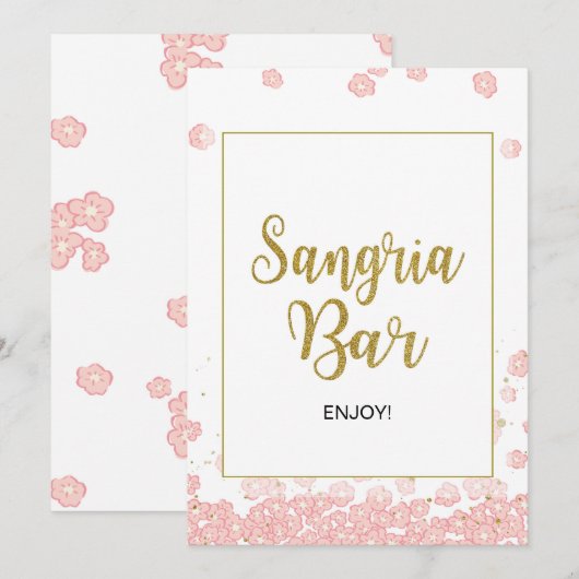 Sangria Bar-teken | Roze en goudVrijgezellenfeest Kaart (Voorkant / Achterkant)