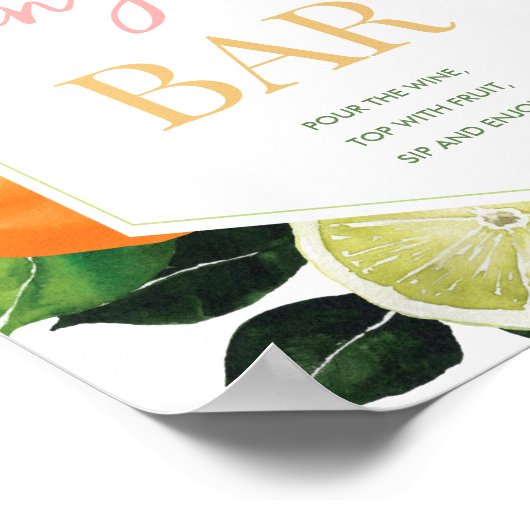 Sangria Bar Vrijgezellenfeest Teken Poster (Hoek)