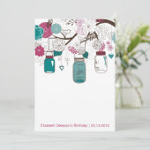 Sangria & Blauwgroen Mason Jars Birthday Uitnodigi Kaart (Staand voorkant)