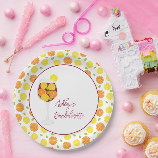 Sangria-bruiloft, vrijgezellenfeest of Vrijgezelle Papieren Bordje (Feest)