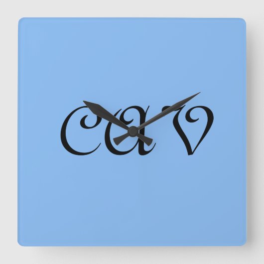 Sangria Cornflower Blue Vierkante Klok (Voorkant)