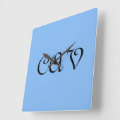 Sangria Cornflower Blue Vierkante Klok (Hoek)