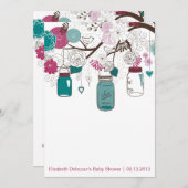 Sangria en Blauwgroen Mason Jars Baby shower Invit Kaart (Voorkant / Achterkant)