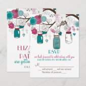 Sangria en Blauwgroen Mason Jars RSVP Weddenschap (Voorkant / Achterkant)