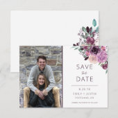 Sangria en Mauve Rozen Foto Bewaar de Datum | Save The Date (Voorkant / Achterkant)