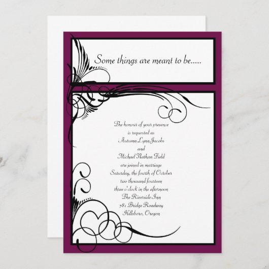 Sangria Floral Wedding Invitations Kaart (Voorkant / Achterkant)