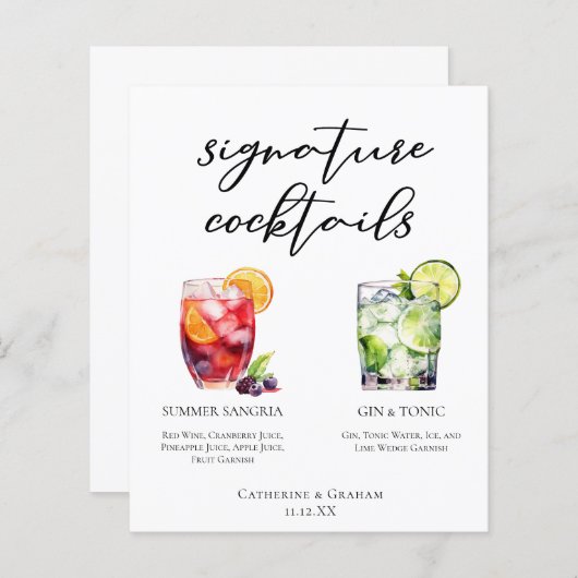 Sangria Gin & Tonic Signature Cocktails Menu (Voorkant / Achterkant)