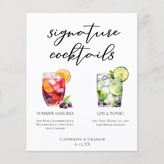Sangria Gin & Tonic Signature Cocktails Menu (Voorkant)