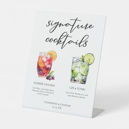 Sangria Gin & Tonic Signature Cocktails Menu Reclamebord Met Voetstuk (Voorkant)