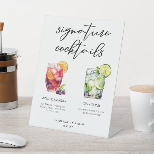 Sangria Gin & Tonic Signature Cocktails Menu Reclamebord Met Voetstuk (Insitu)