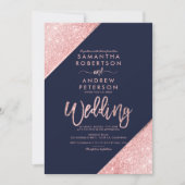 Sangria glitter typografie marvy blue bruiloft kaart (Voorkant)