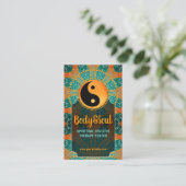 Sangria Gold Sparkle Blauwgroen Sinaasappel Yin Ya Visitekaartje (Staand voorkant)