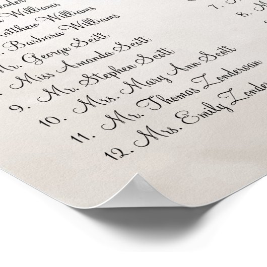 Sangria Heart Leaf Tree Seating Chart Poster (Hoek)