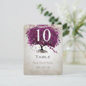 Sangria Heart Leaf Wedding Table Number Kaart (Staand voorkant)