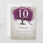 Sangria Heart Leaf Wedding Table Number Kaart (Achterkant)
