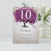 Sangria Heart Leaf Wedding Table Number Kaart (Staand voorkant)