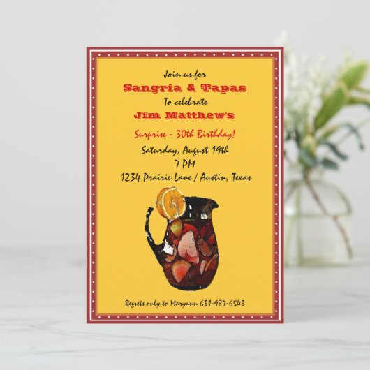 Sangria Invitation Kaart (Staand voorkant)