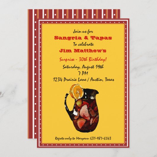 Sangria Invitation Kaart (Voorkant / Achterkant)