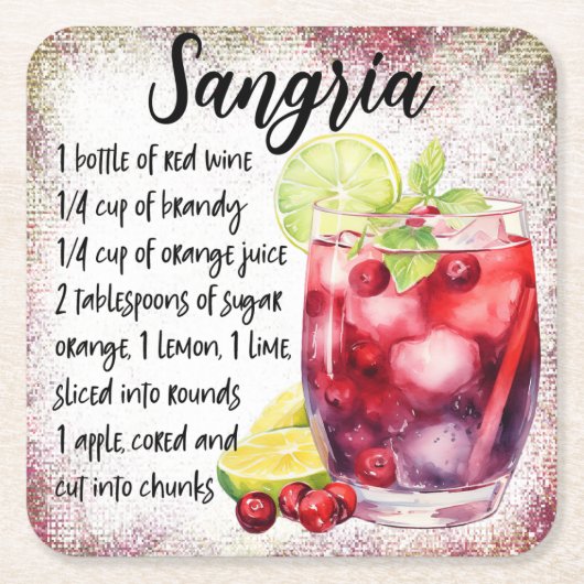 Sangria Kartonnen Onderzetters (Voorkant)