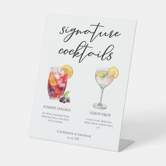 Sangria Lemon Drop Signature Cocktails Menu Reclamebord Met Voetstuk (Voorkant)