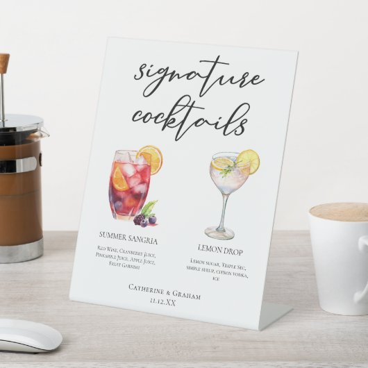 Sangria Lemon Drop Signature Cocktails Menu Reclamebord Met Voetstuk (Insitu)
