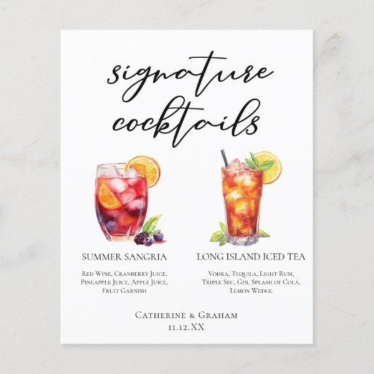 Sangria Long Island Tea Signature Cocktails Menu (Voorkant)