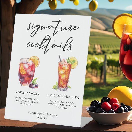 Sangria Long Island Tea Signature Cocktails Menu Reclamebord Met Voetstuk