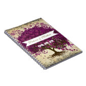 Sangria Magenta Paars Heart Leaf Wedding Notitieboek (Rechterzijde)