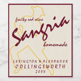 Sangria met Flamenco Dancer Homemade Wijn Etiket