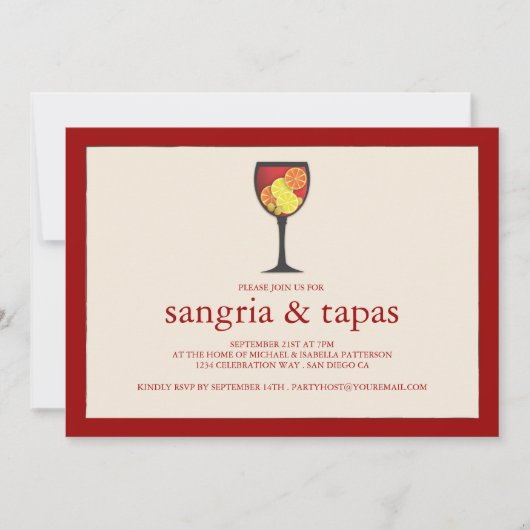 Sangria met Fruit Tapas Party Invitation Kaart (Voorkant)