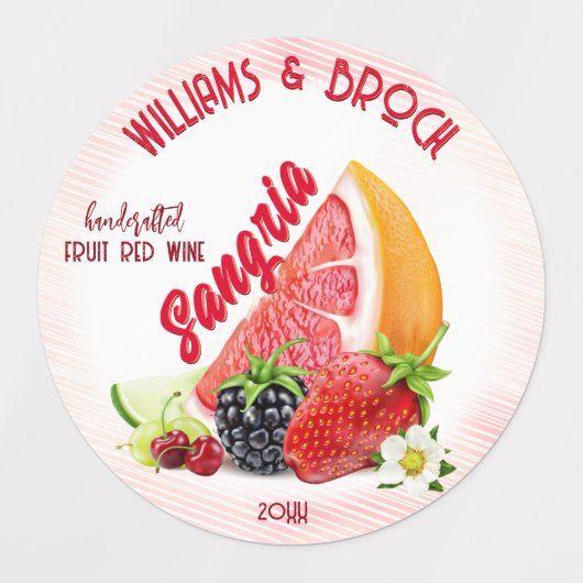 Sangria Mix Fruit Fles Labels (Design 1)