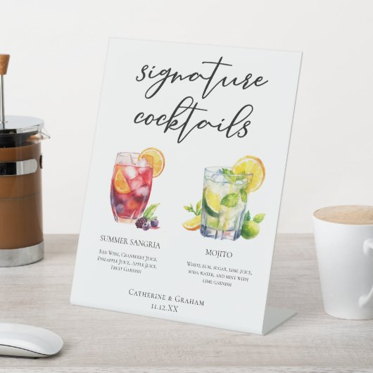 Sangria Mojito Signature Cocktails Aangepast menu Reclamebord Met Voetstuk (Insitu)